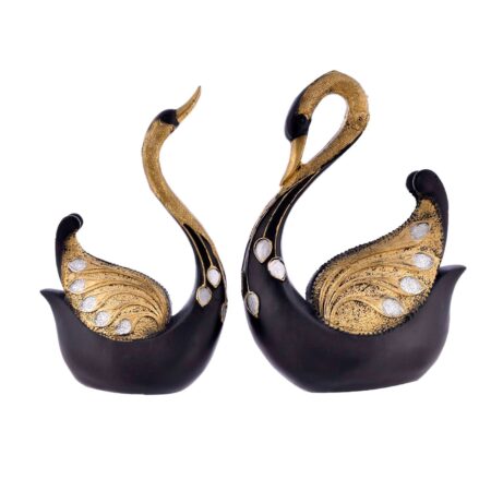 Swan Pair Feather Design Sculpture
